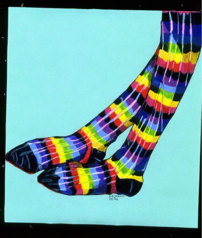Striped Socks Crossed Feet